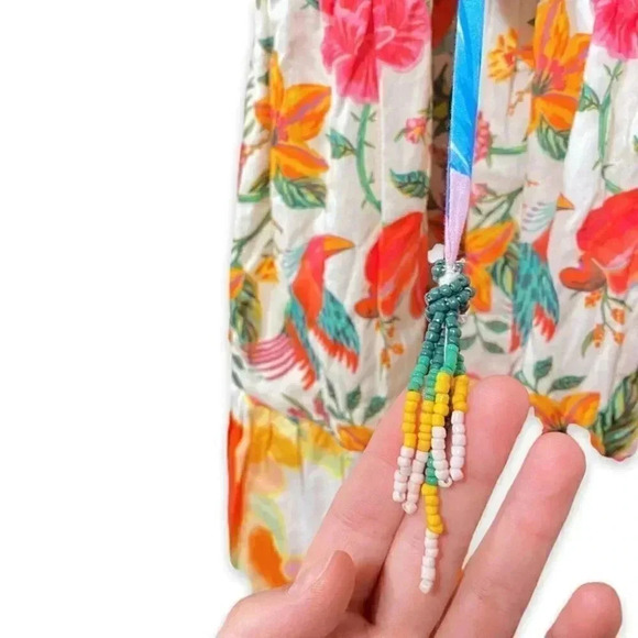 NWT Farm Rio White Mixed Prints Tiered Maxi Dress Tropical Cotton Size Small - Picture 11 of 13